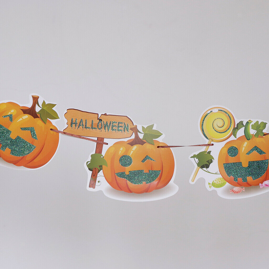 Funny Pumpkin Paper Bunting Banner Sign Horror Halloween Party Hanging Decor