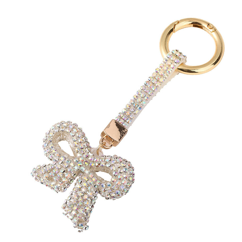 Rhinestone Bling Cute Key Chain Fob Mobile Phone Bag Purse Charm Bowknot 3#