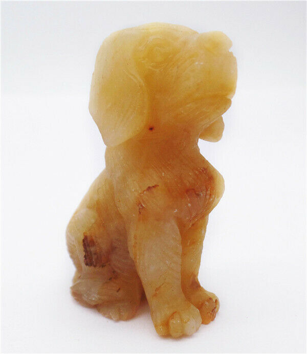 54x33x21mm Natural Yellow Jade Carved Dog Decoration Statue Home Decor HH7746