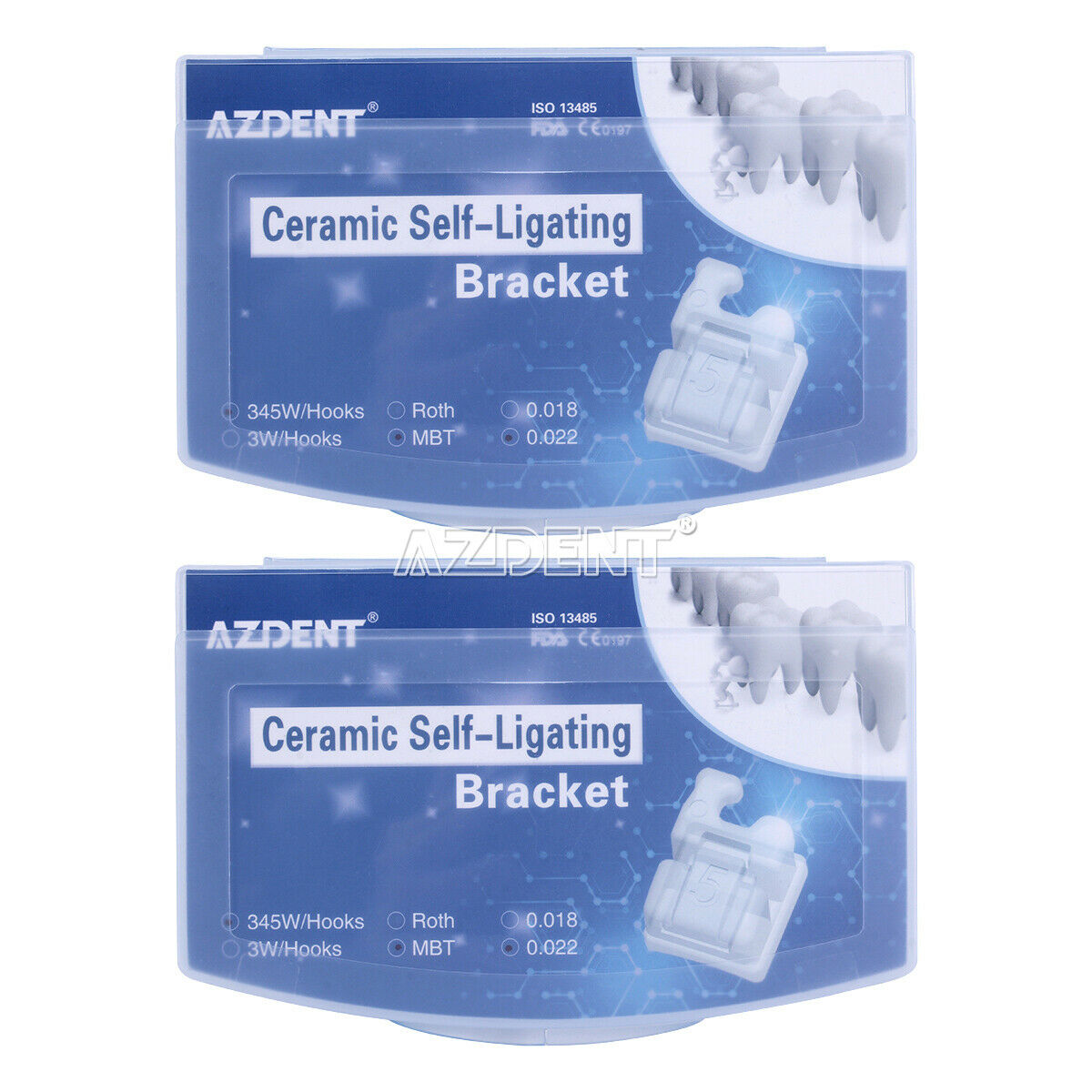 2 Kit Dental Orthodontic Ceramic Self-Ligating Brackets Braces MBT 022 Hooks 345