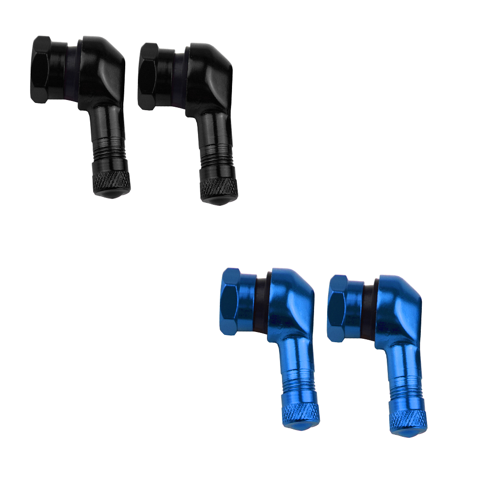 90 degree CNC Aluminum Universal Motorcycle Wheel Valve Stems Blue & Black