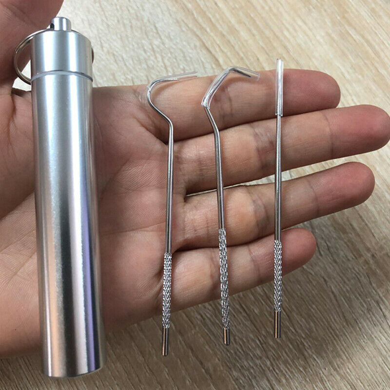 3pcs/set Stainless Steel Toothpick Oral Care Flossing Tool Portable KeychainFCA