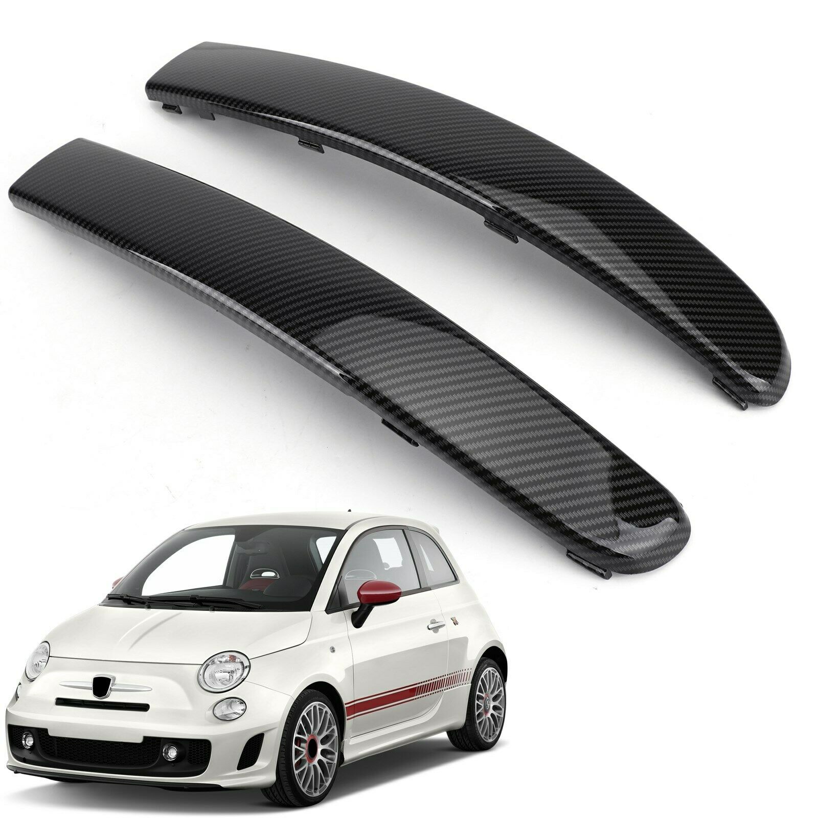 Pair Front Bumper Moulding Trim Carbon Fiber fit FIAT 500 2008-2015 CA