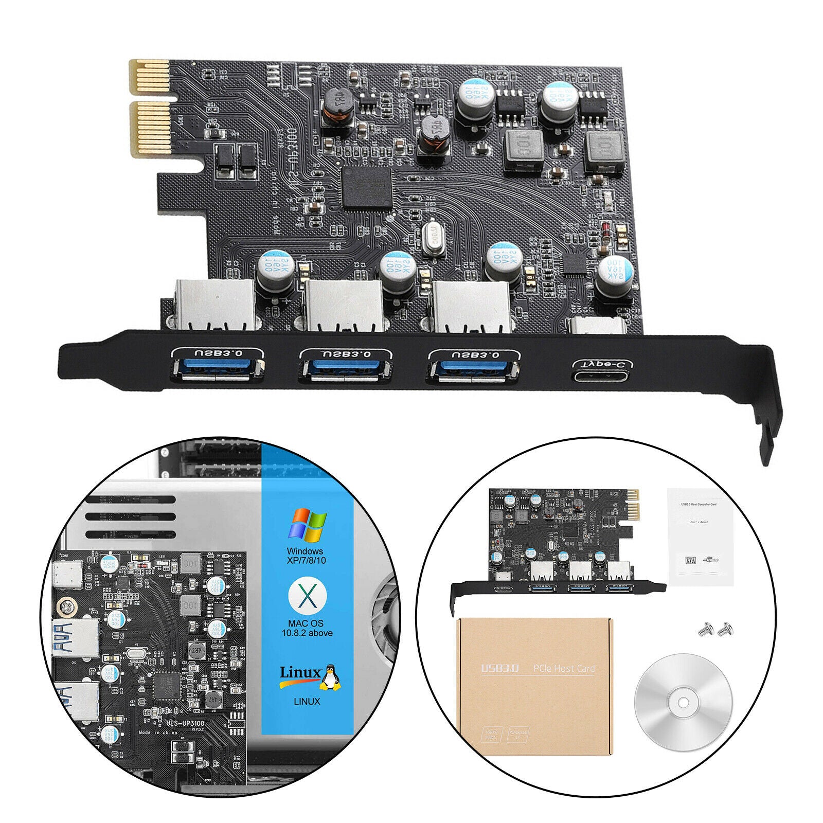 Type C(1) Type A(3 ) Super-Fast 5Gbps PCIe Build in Self-Powered Technology