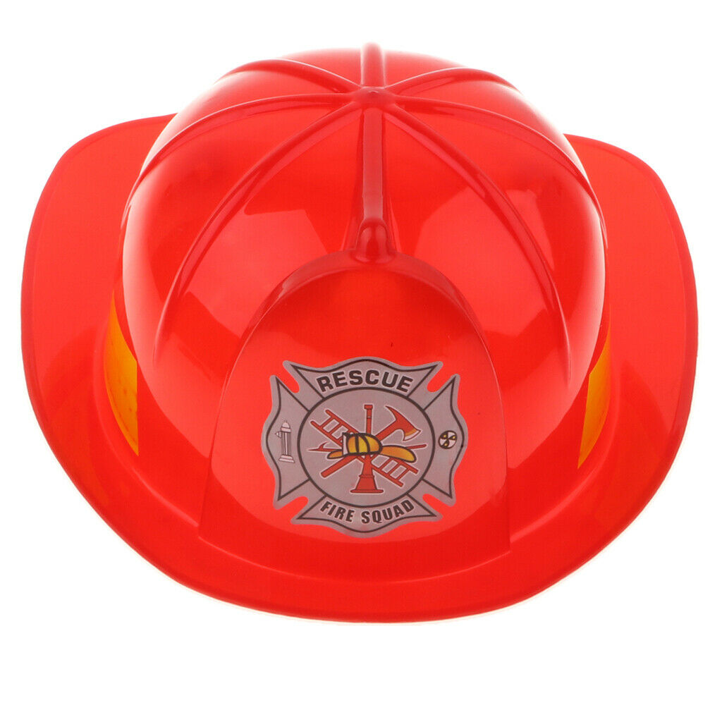 2 X Fire Fighter Pretend Play Costume Accories Safety Fireman Helmet Red