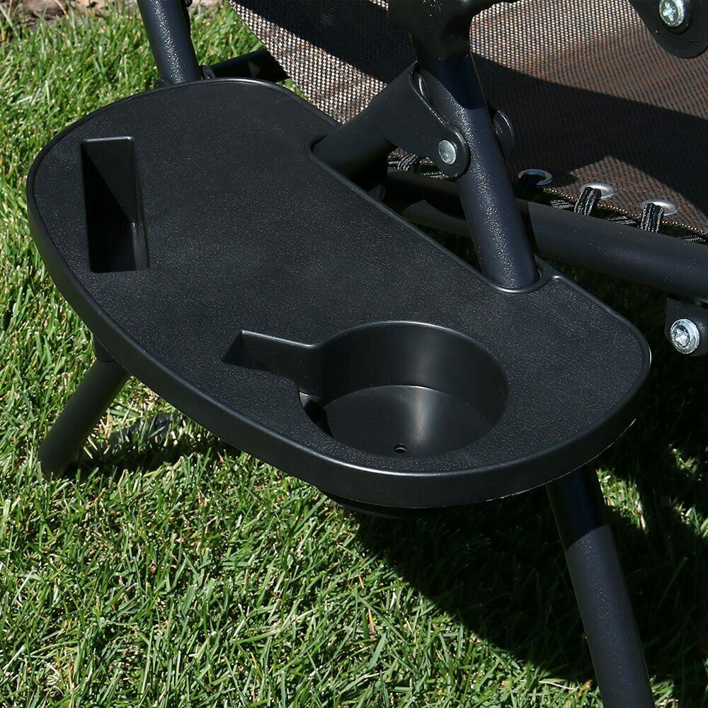 2x Tray Chair Lounge Strand Utility Folding Recliner Cup Holder
