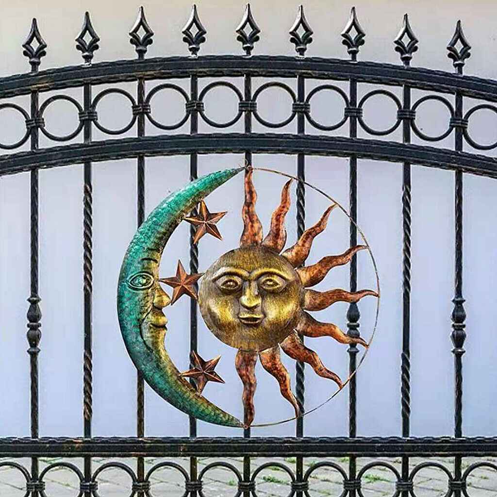 Art Sun Moon Ornaments Mobile Wall Hanging Plaque Backyard Garden Decor