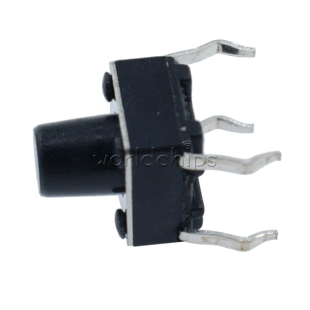 100PCS 6x6x7mm Touch Switch Black Round Button 6*6*7mm 4 Pin Tactile Tact Switch