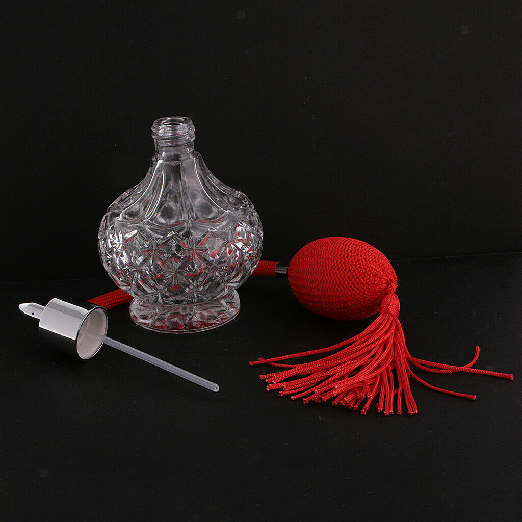 2pcs Clear Glass Empty Perfume Bottle Long Spray Refillable 100ml Red&Black