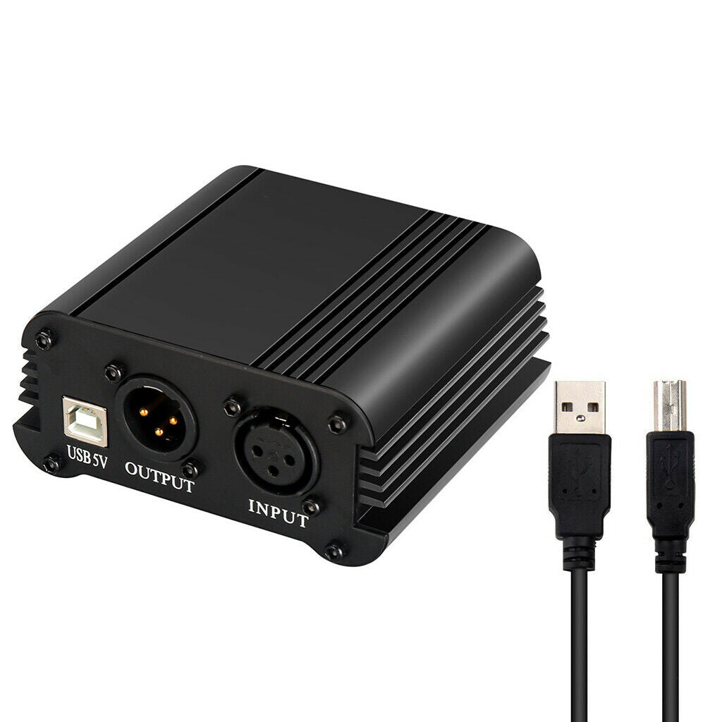 48V Phantom Power Supply for Condenser Microphone Mic Audio Studio Recording