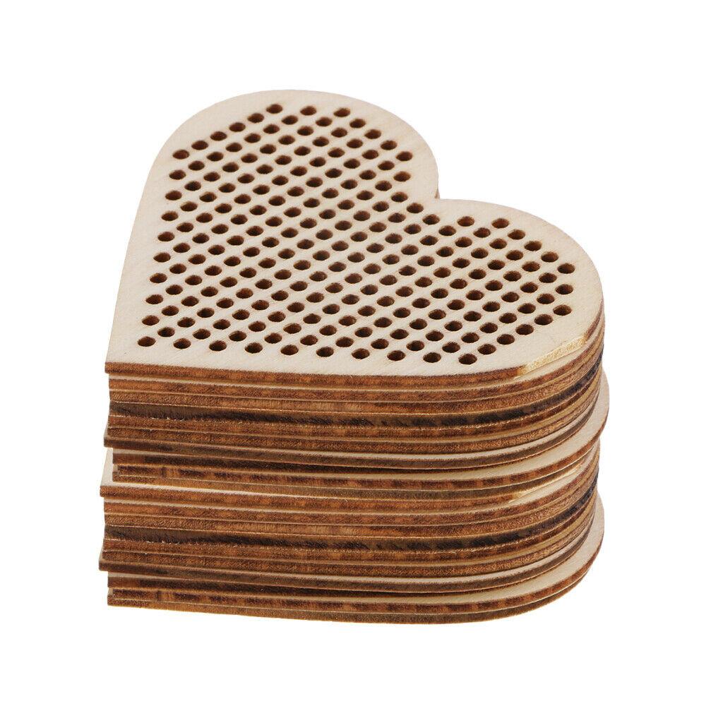 40pcs Wooden Shaped Multi-holes Wooden Pendants For Counted Cross Stitch Kit