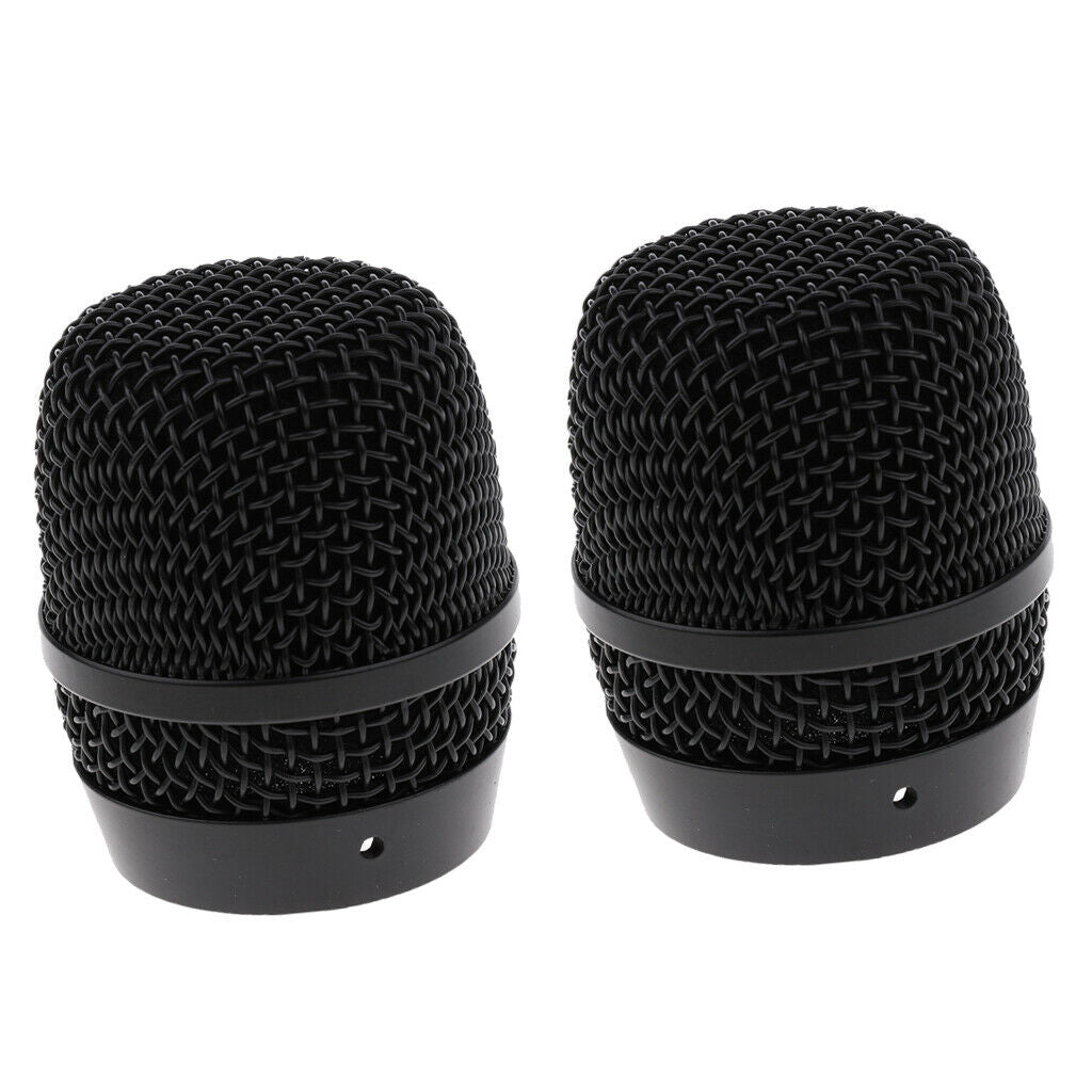 Practical 2x Steel Mic Grill Ball Heads Black for BBS Wireless Microphone Parts