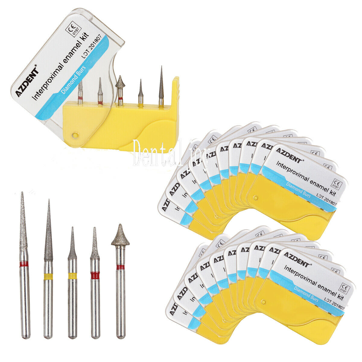 50X Dental Ortho Diamond Burs Interproximal Enamel Kits For High Speed Handpiece