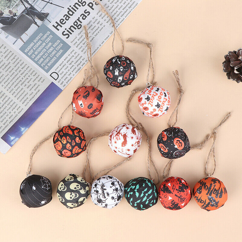 12PCS Halloween Ball Ornament Hanging Ball Decoration Halloween Pumpkin Ba Rf