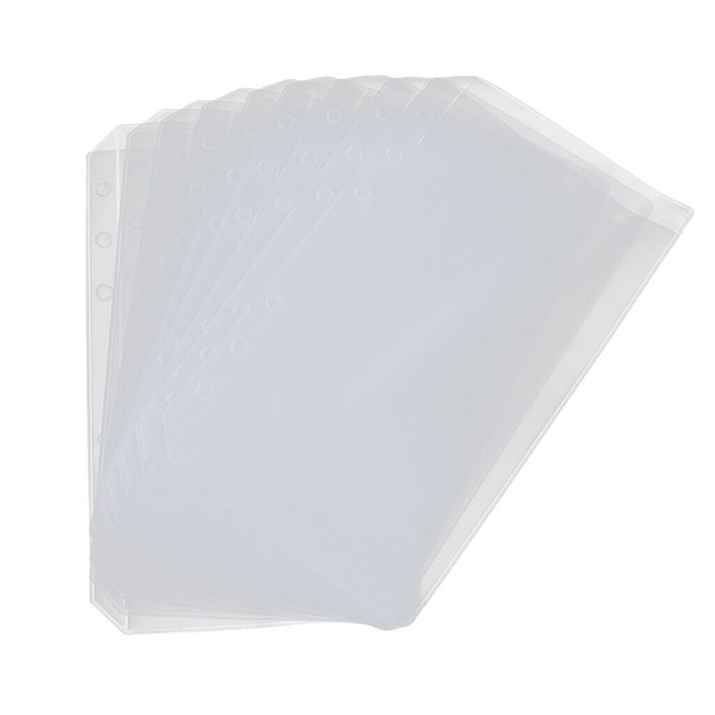 Prettyia 10Pcs Pocket Pages Binder Cards Sleeves 6 Rings Notebook Refill A6
