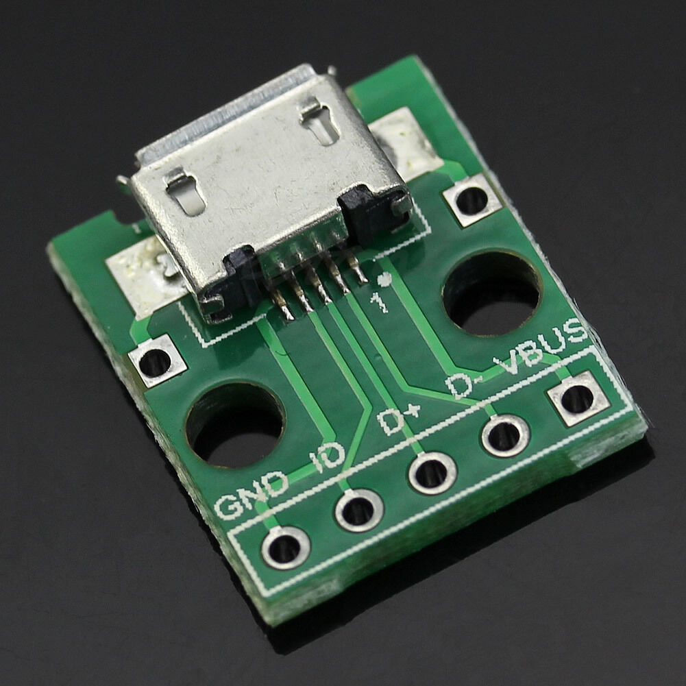 5pcs micro usb to dip adapter 5pin female connector b type pcb converter