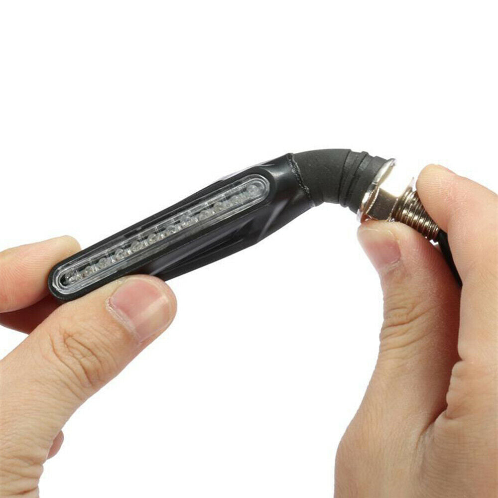 Motorcycle 12LED Turn Signal Flowing Light Indicator Blinker Amber Lamp Bendable