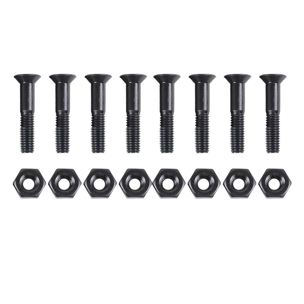 16 Pieces Skateboard Hardware Set, Carabon Steel Screws with Nuts, Replacement