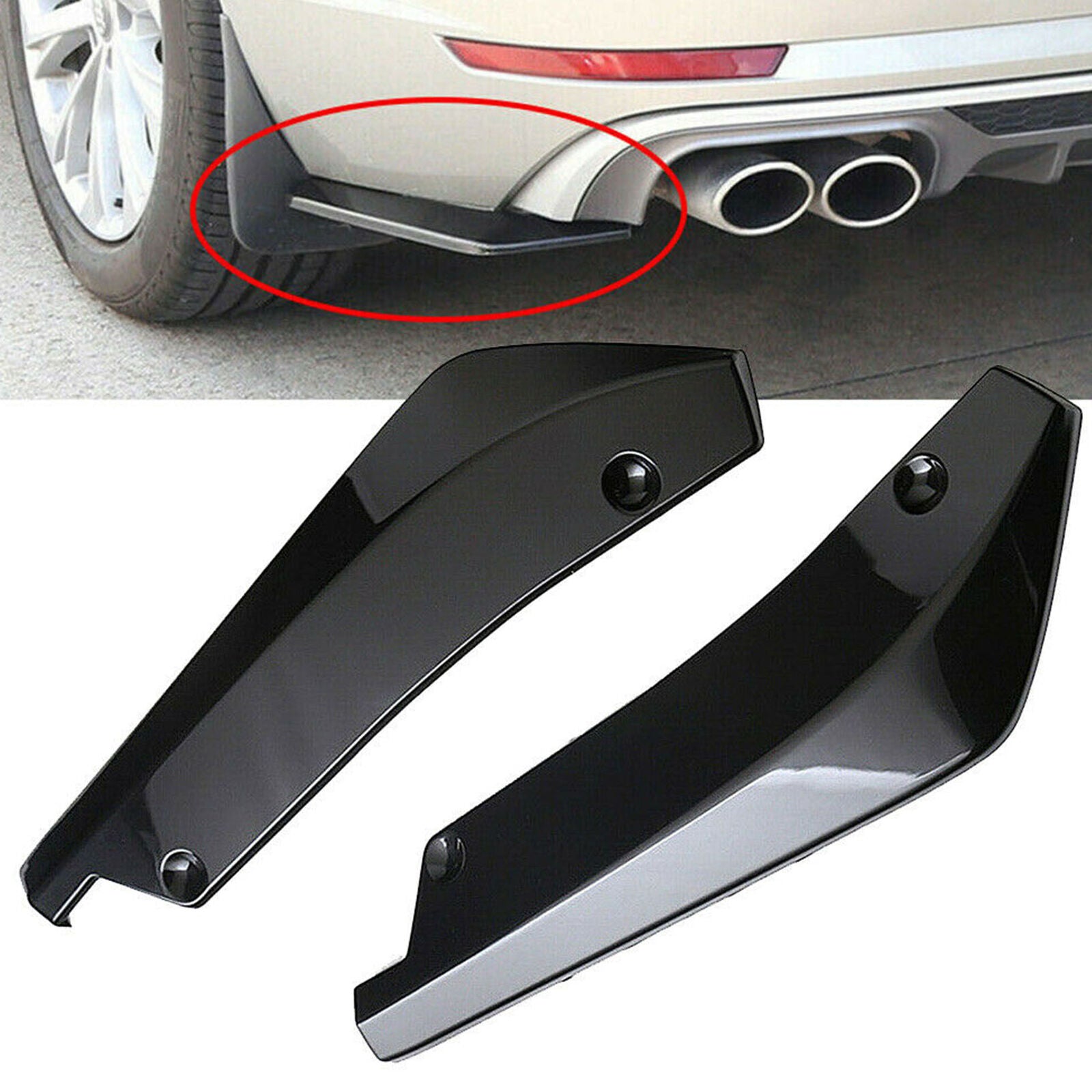 Glossy Black Rear Bumper Lip Diffuser Splitter Canard Protector Car Accessories