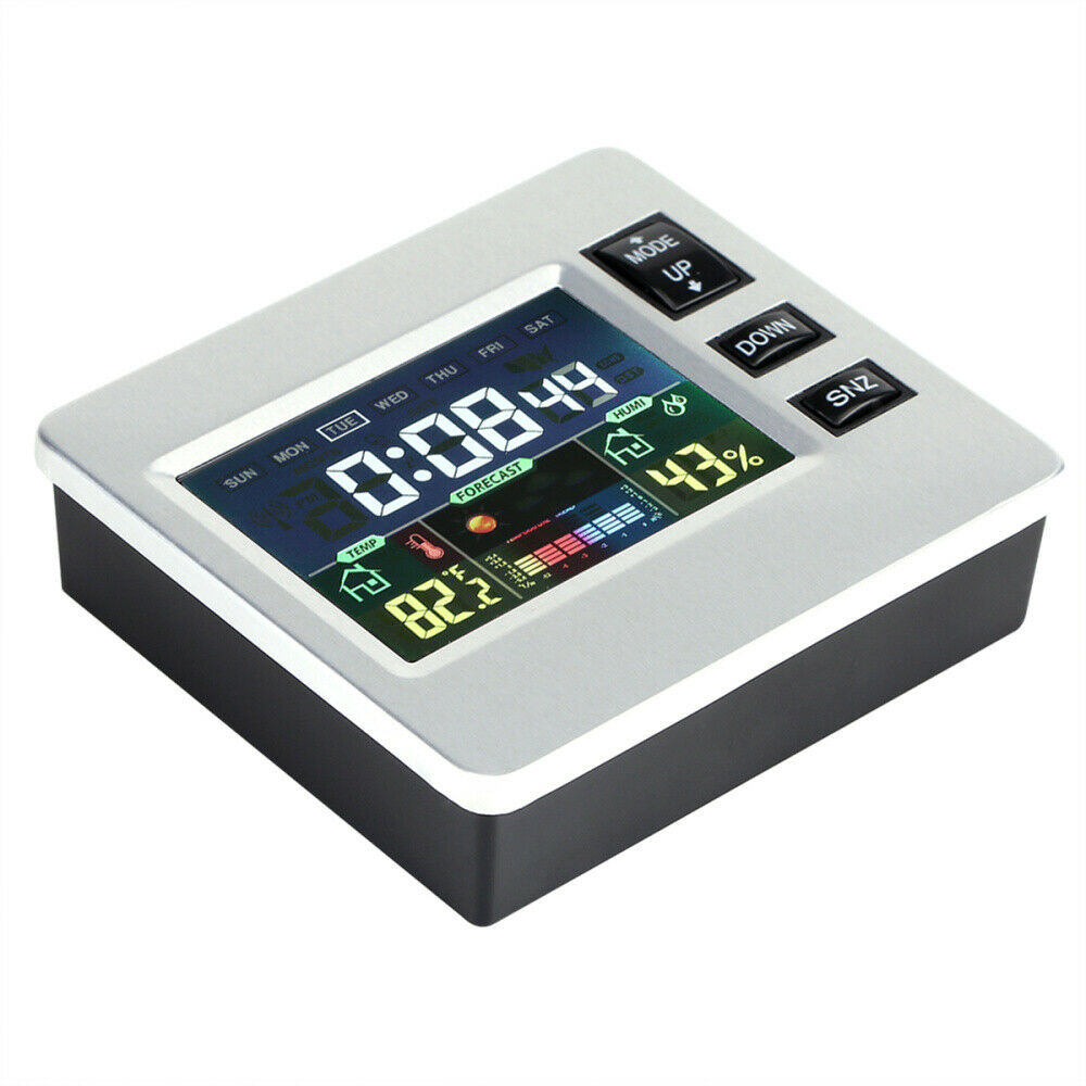 Voice Activated Digital Alarm Clock Snooze Weather Thermometer Color Display