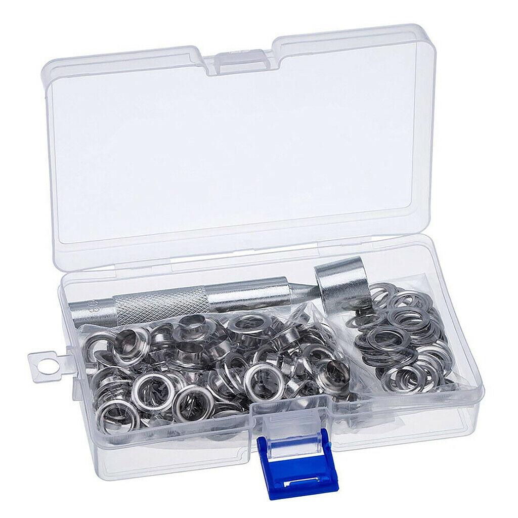100 Sets Grommet Setting Tool & Storage Box for Canvas Curtain Clothing