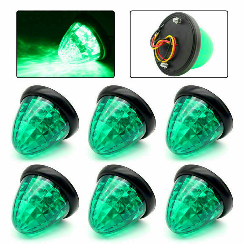 6X Green round led side marker beehive cone lights for peterbilt truck trailer
