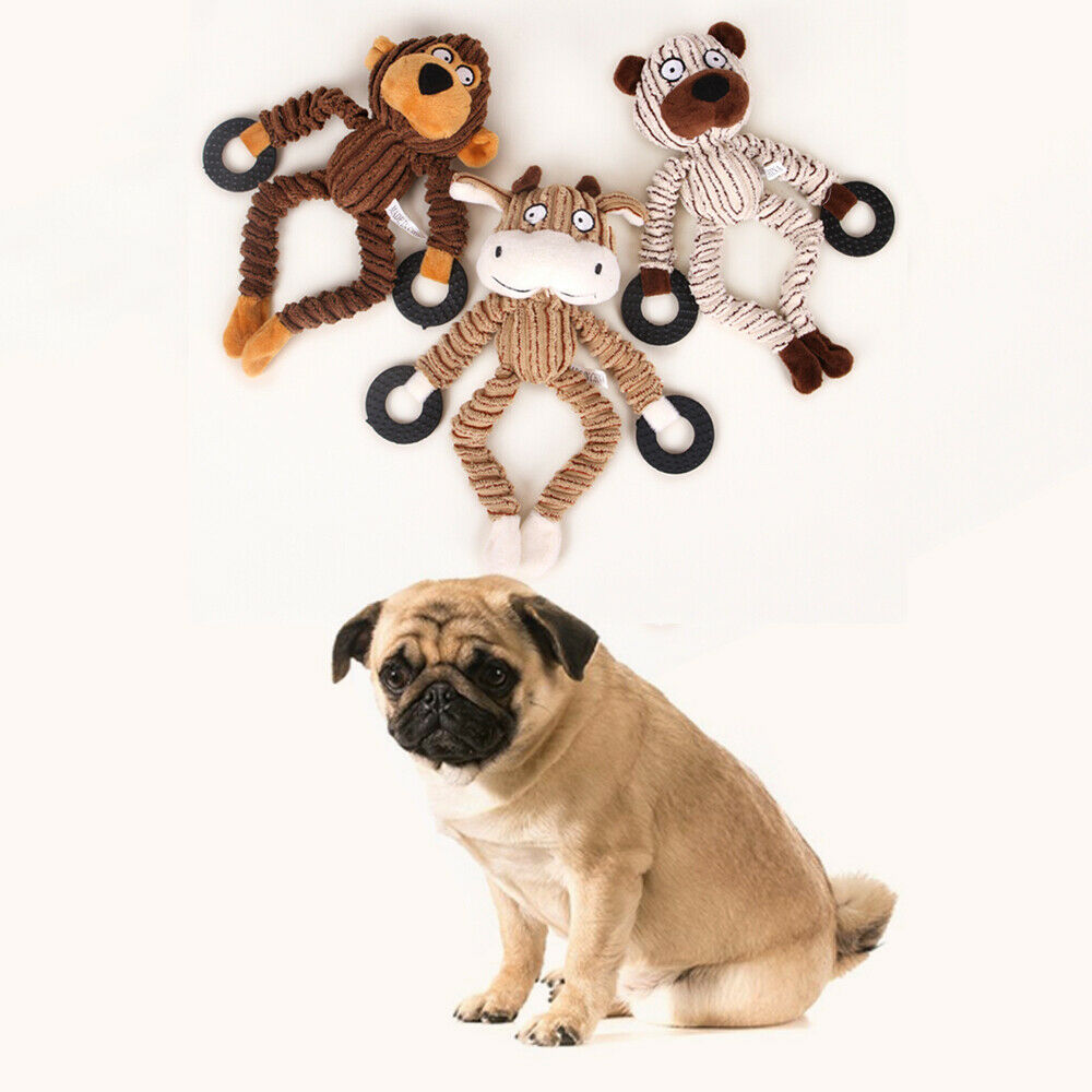 2 Pcs Dog Cartoon Chew Toys, Cute Plush Squeaky Sounds for Puppy Small Dogs