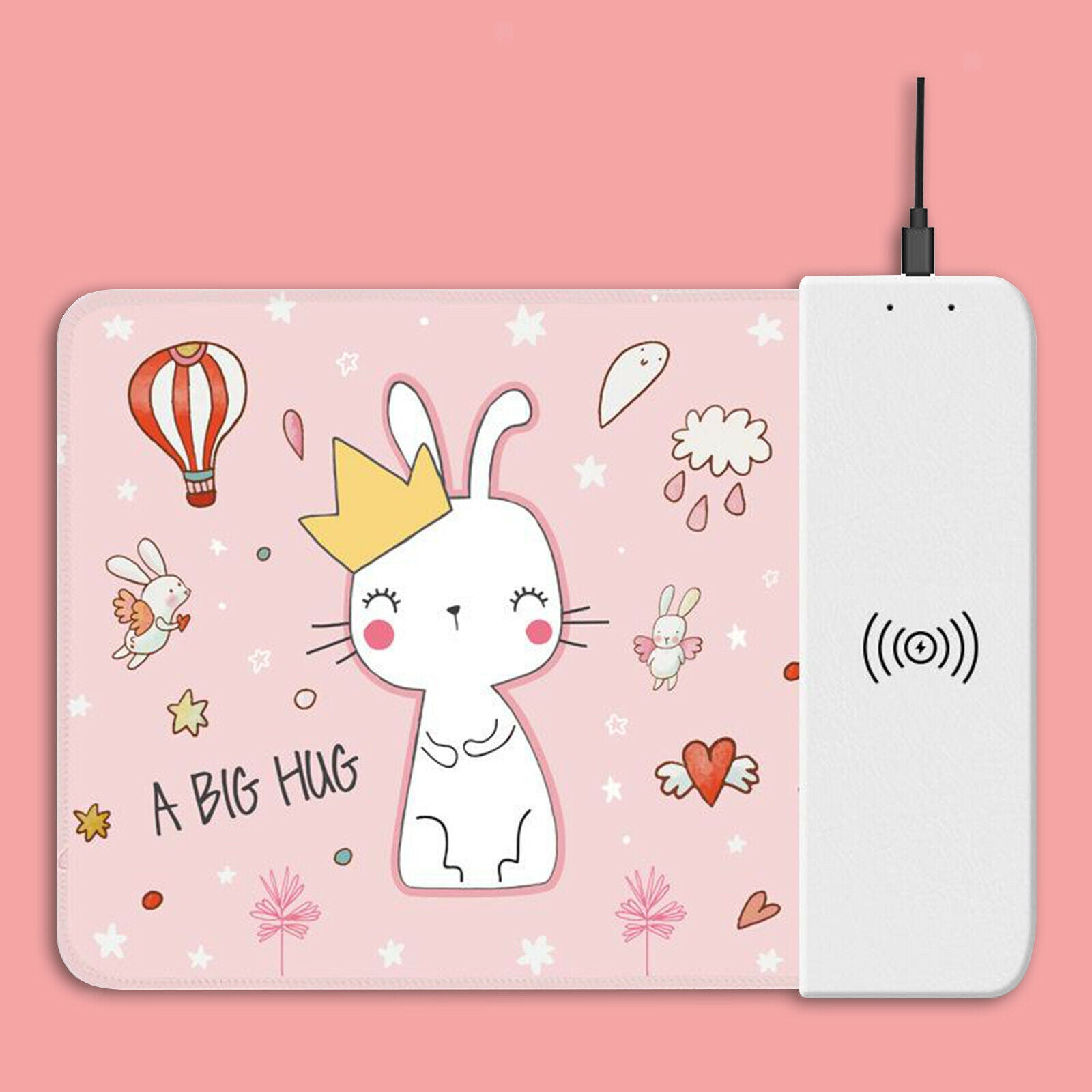 Elegant 10W Wireless Qi Certified Fast Charger Mouse Pad Rabbit