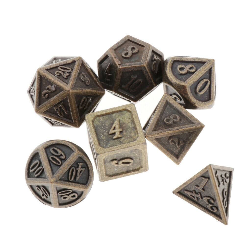 14x Polyhedral Dice Standard Size Bronze for Dragon Scale D&D Pathfinder