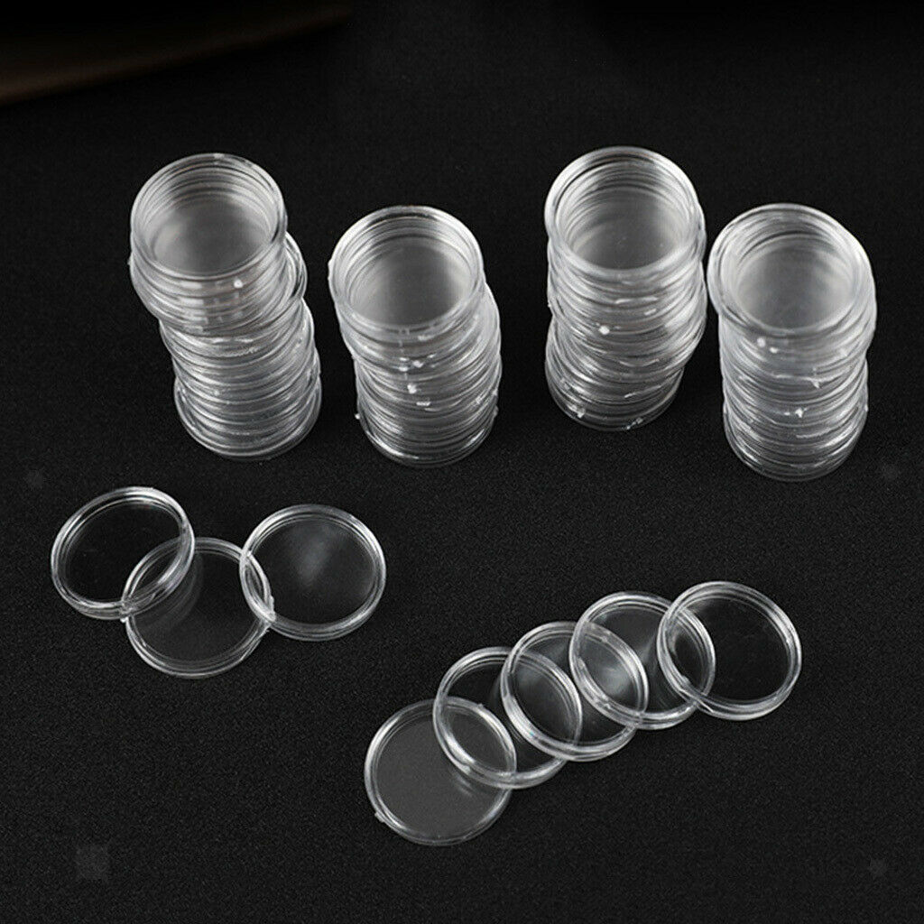 100pcs Plastic Coin Capsules Coin Storage Boxes Container Display Case