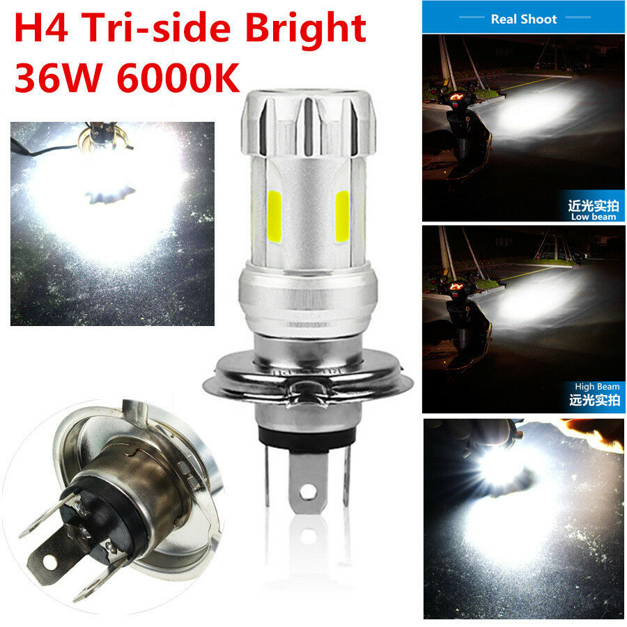 DC 12V-80V Super Bright White H4 LED Bulb 36W LED Motorcycle Headlight COB 6000K