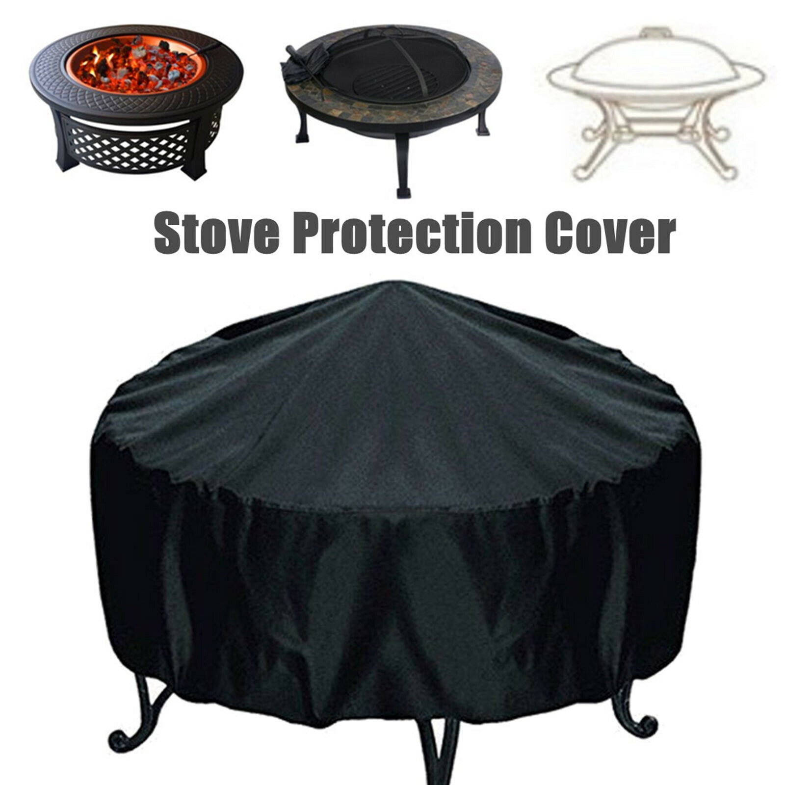 Patio Round Fire Pit Cover Waterproof Grill BBQ Cooker Protector Outdoor
