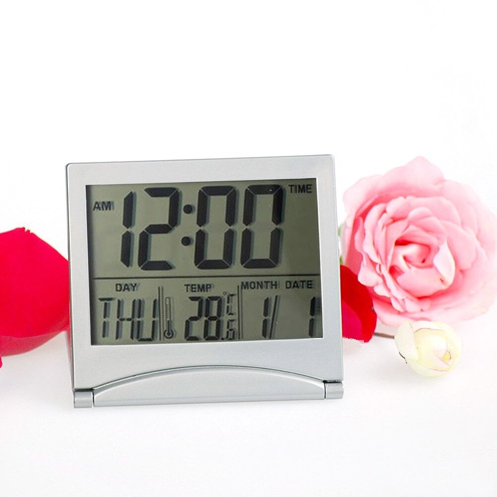 Digital LCD Weather Station Folding Desk Temperature Travel Alarm Clock Date New