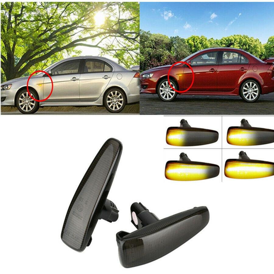 2X Turn Signal Smoked LED Side Marker For Lancer EVO X Sport Lamp-Repeater UP