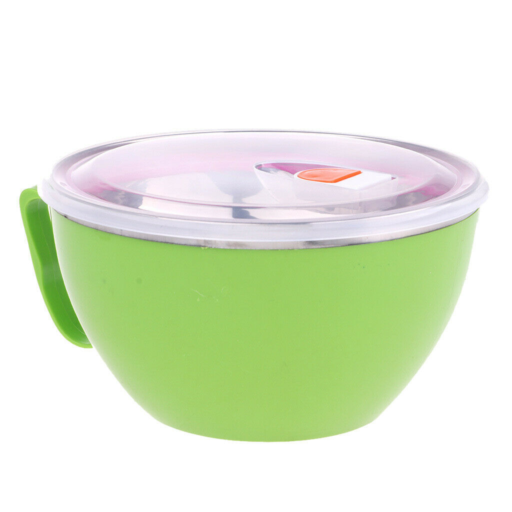 Insulated Food Container Thermal Round Bowl Lunch Dinner Box Picnic Green