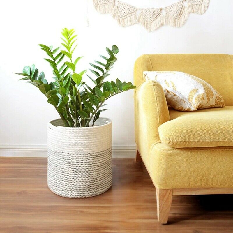 Cotton Rope Plant Basket Modern Indoor Planter Flower Pot Woven Storage OrgaQ4L9