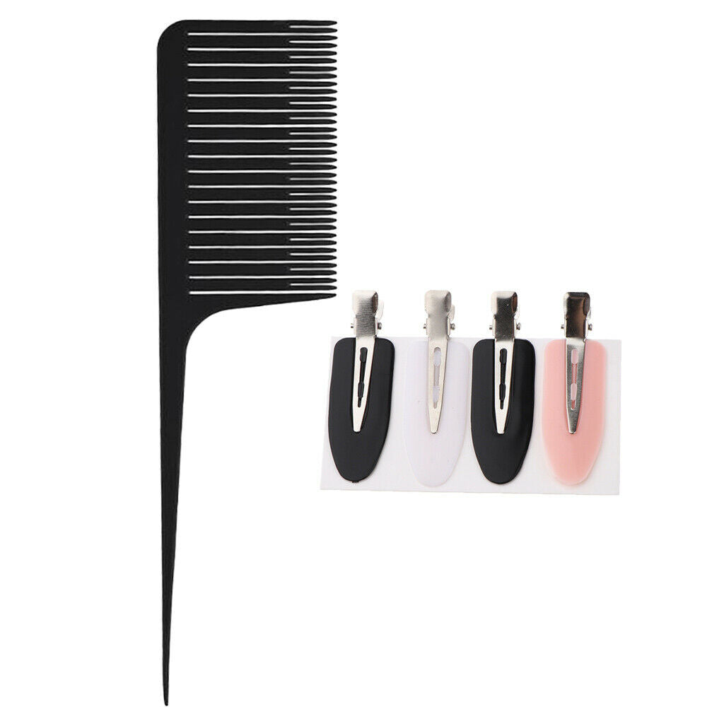 Sectioning Weave Highlighting Foiling Hair Comb + 4pcs No Bend Hair Clips