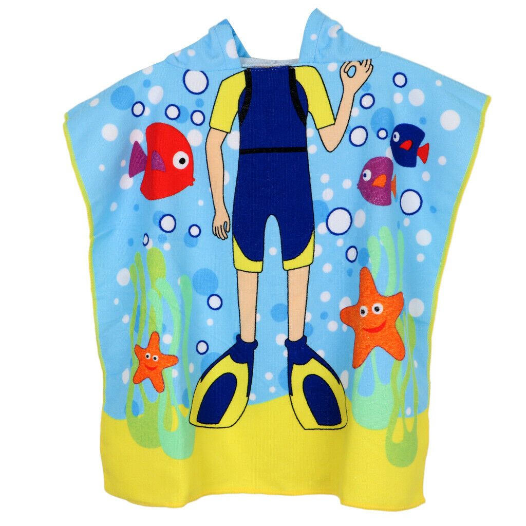 Kids Surf Beach Hooded Poncho Changing Robe Pool Bath Towel Diver