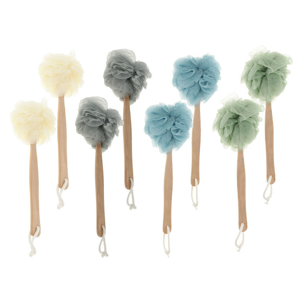 8 Pack 14.2" Long Handle Bath Body Brush Scrub Puff Sponge Back Scrubber