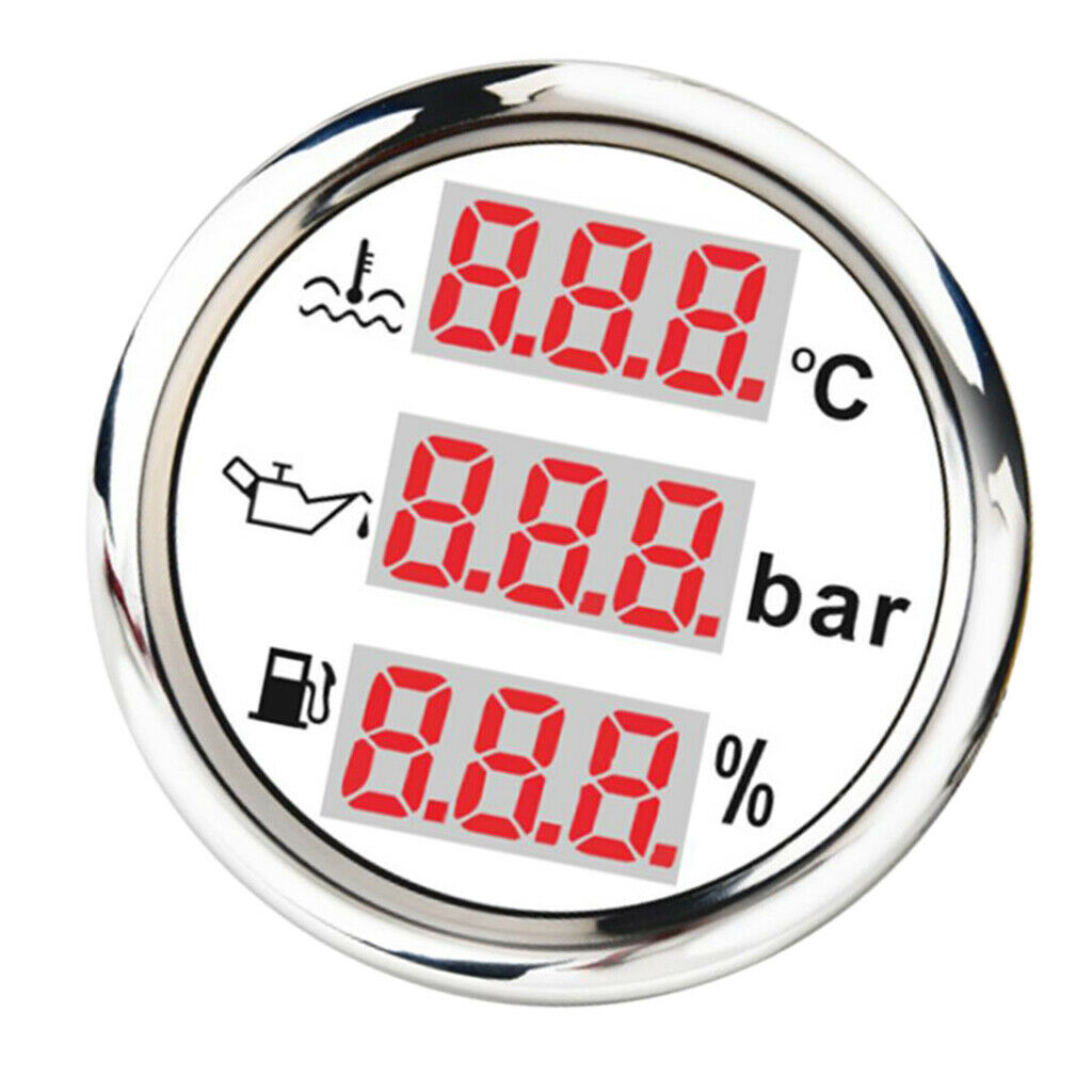Multifunction Marine Water Temp Fuel Level Oil Pressure Gauge 52mm/2'' White