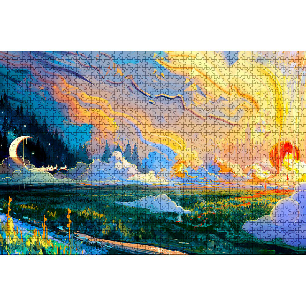 1000pcs DIY Picture Assembling Sun and Moon Jigsaw Puzzle Kids Adults Toys  @