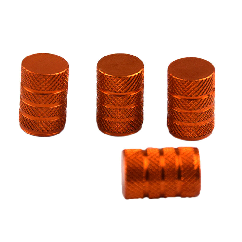 4pc Aluminum Alloy Bolt-in Car Wheel Tire Valve Stem With Dust Cap Orange