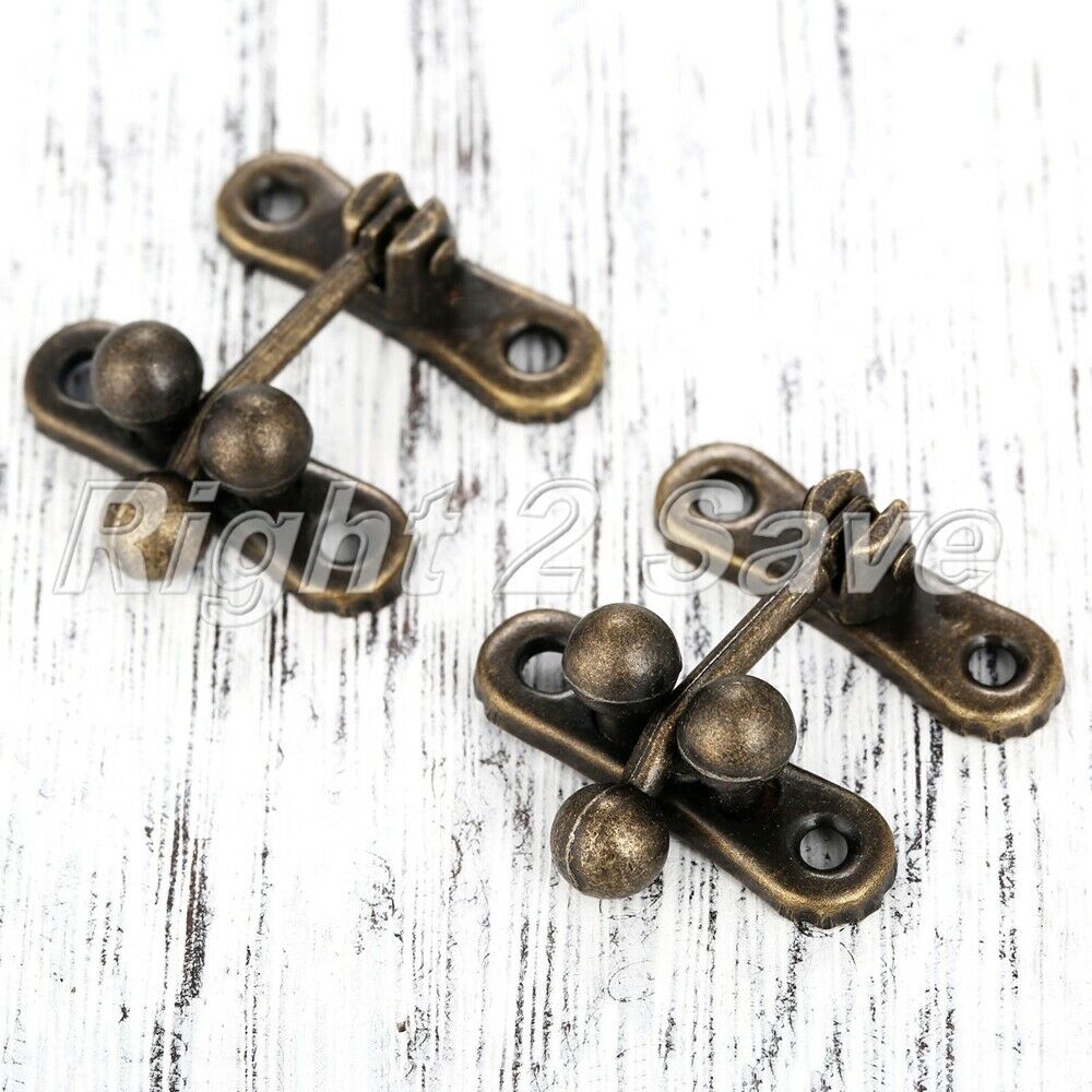2pcs Retro European Simple Wood Jewelry Gift Case Box Hasp Lock Latch 31*33mm