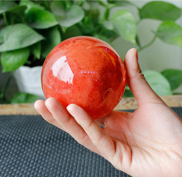 Natural Watermelon Red Crystal Ball Polished 60mm + stand