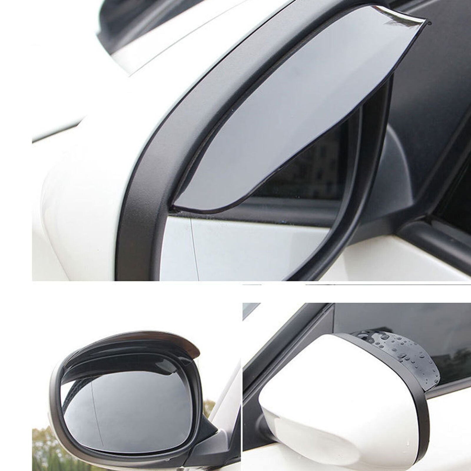 2 Pcs Side Rear Mirror Visor Car Accessories Rain Snow Guard Black Eyebrow