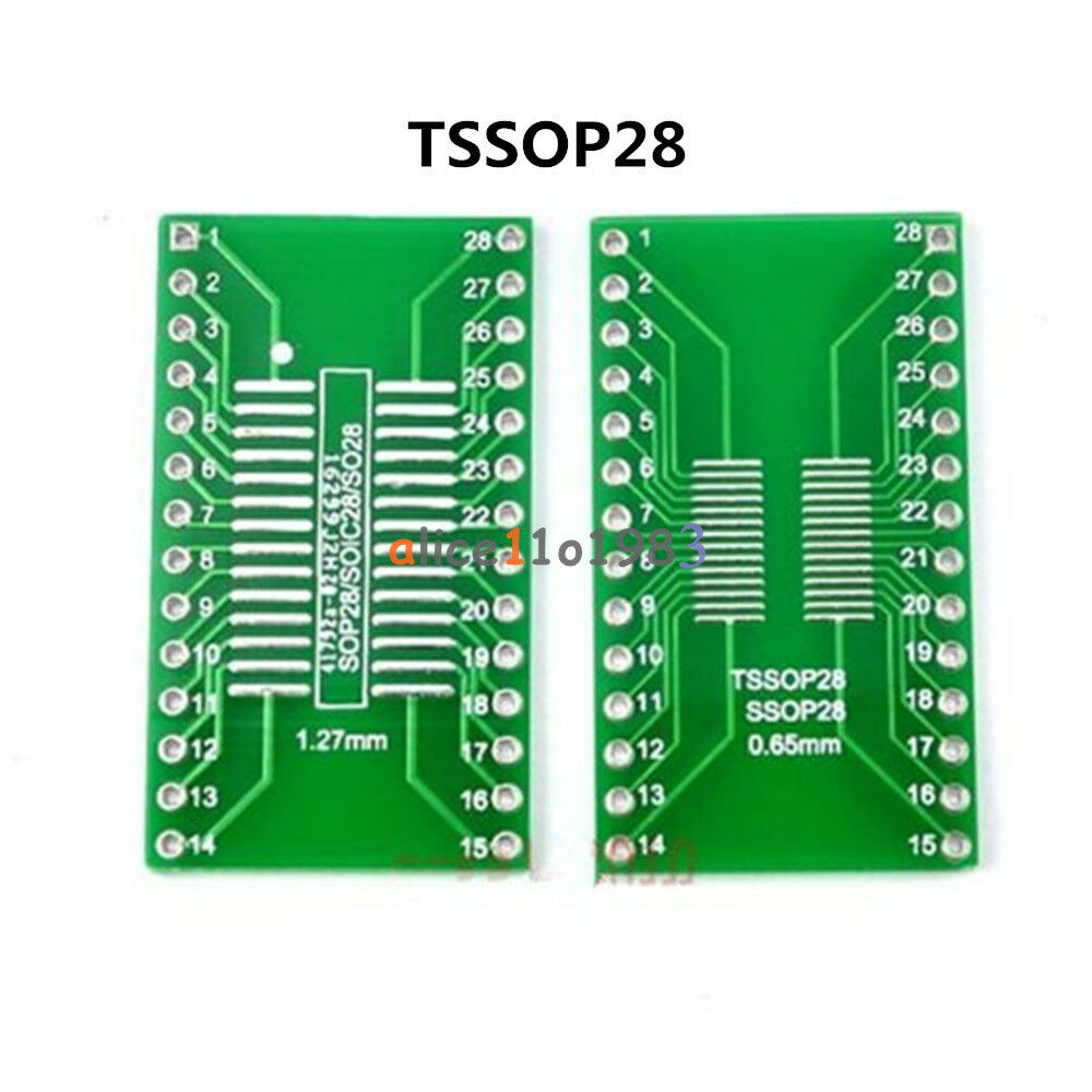 10PCS SOP28 SSOP28 TSSOP28 to DIP28 Adapter Converter PCB Board 0.65/1.27mm