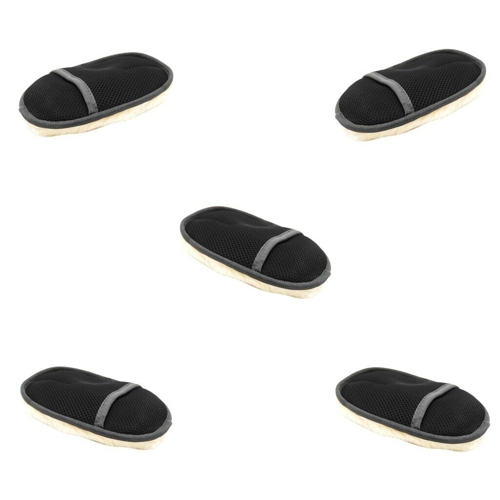 5x Car Cleaning Brushes Polishing Mitt Brush Clean Wool Car Wash Glove Black