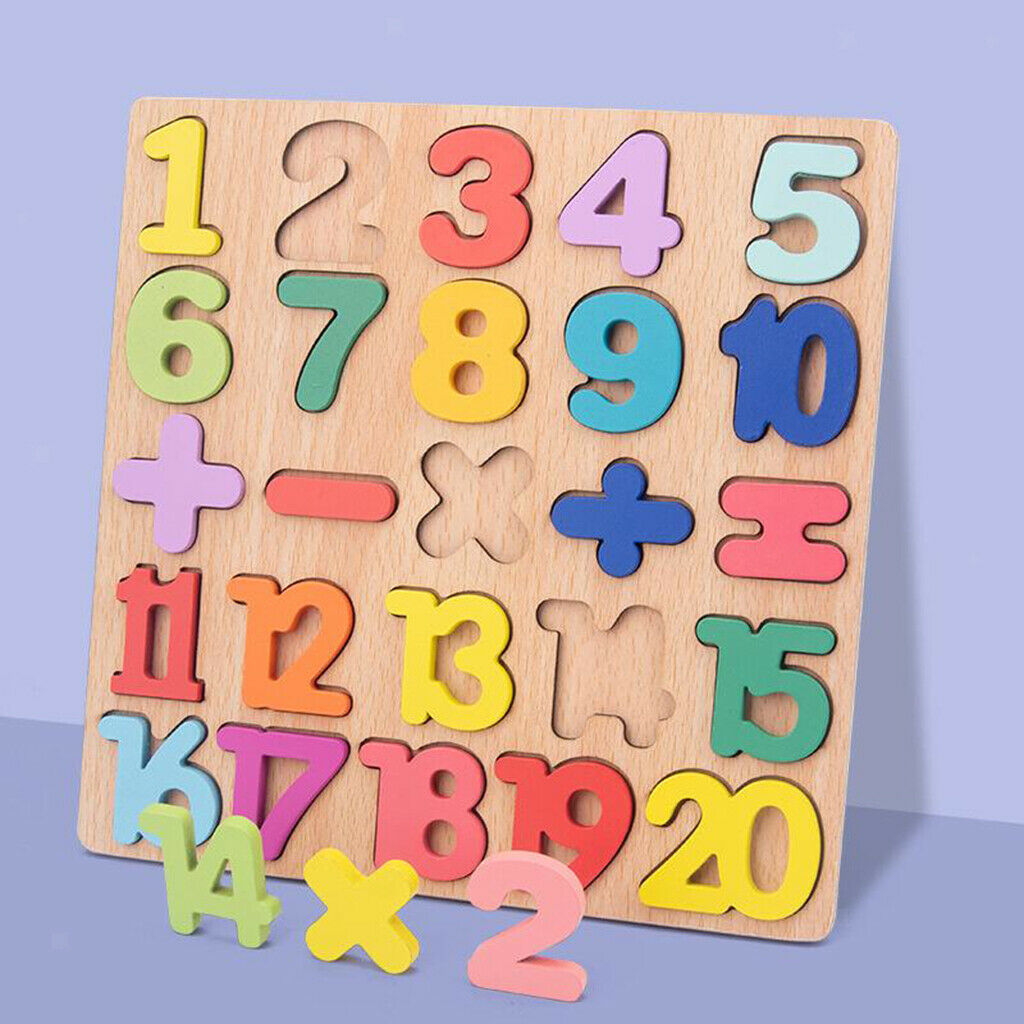Wood Number Puzzle Counting Montessori Math Learning Board Activity Kids