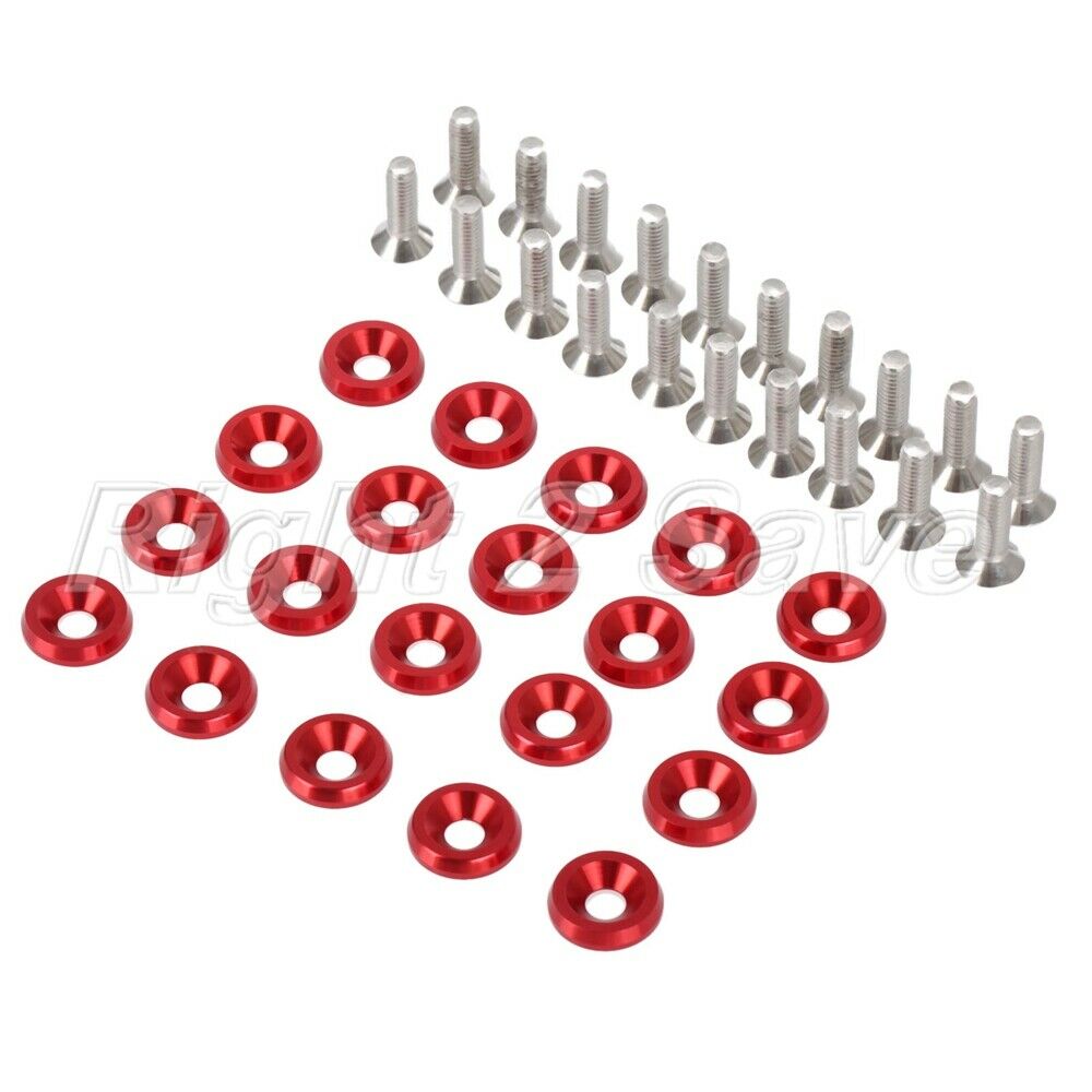 20Pcs Red Billet Aluminum Bumper Fender M6 Bolt Washer Screw for  Acura