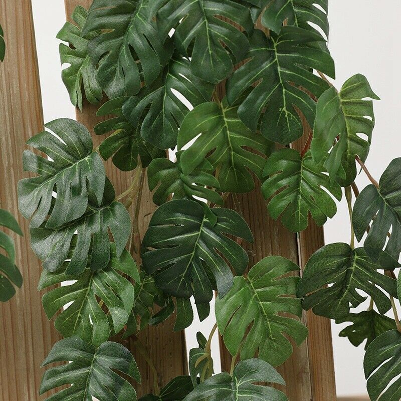 2 Pcs Artificial Monstera Vines 2.62 FT Turtle Leaf Rattan Faux Greenery MonstE7